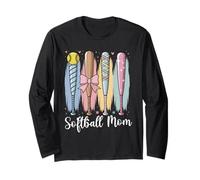 Softball Mom Softball Coquette Bat Brushstroke, palla da softball Maglia a Manica