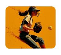Softball Print Desk Mat Small Mousemat With Stitched Edges Mousepad For Pc Studying Office 25X30Cm