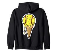 Softball Soft Serve, Pallina da Gelato Che Si scioglie, Divertente per Gli Amanti del Gioco Felpa con Cappuccio