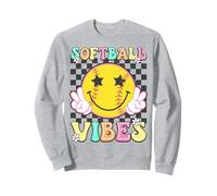 Softball Vibes Softball Retro Groovy Game Day Ragazze Donne Felpa