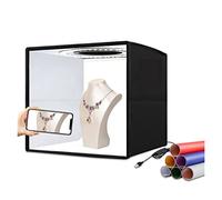 Softbox 3 modalità di luce a colori Lightbox dimmerabile Led Ring Light Box Photo Lighting Studio Shooting Tent Box 6 fondali a colori(30X30cm Black)