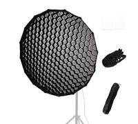 Softbox parabolico da 35 pollici con design rapido, con un supporto per bowen a rilascio rapido. Include tessuti di diffusione esterna e interna, barretta per la griglia, sacchetto di stoccaggi black
