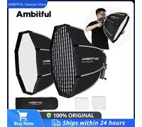 Softbox Portatile Ambitful Quick 65cm 90cm con Griglia a Nido d'Ape per Flash Esterno Compatibile con Godox, Yongnuo, Sidande