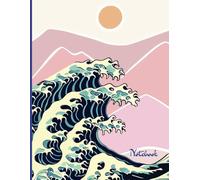 Softcover Composition Notebook: Watercolor Mountain & Wave Art: Pink Watercolor Landscape Notebook - Contemporary Nature with Blue Marine Surface and ... College Ruled, Matte Cover, 8.5 x 11 in