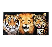 Softerry Telo mare con felini selvatici, 76,2 x 152,4 cm, leone, tigre del Bengala e leopardo, giaguaro, 100% cotone