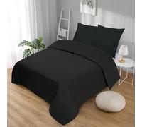 Softex Royal Copripiumino 155 x 200 cm, nero, morbido, piacevole al tatto e non necessita di stiratura, set da 2 pezzi: 1 copripiumino + 1 federa, 80 x 80 cm