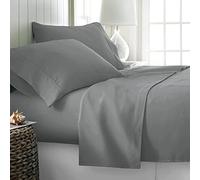 Softhour Set di lenzuola per letto singolo, 4 pezzi, in microfibra, morbide, lussuose lenzuola di lusso da hotel a 1800 fili, comode lenzuola con angoli profondi 45,7 cm, senza pieghe, colore grigio