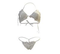 Softline Collection Ensemble de Bikini/Soutien-Gorge Blanc stringa avec vita S/M