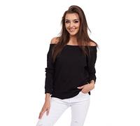 SOFTSAIL Camicetta da Donna con Spalle Scoperte e Manica Lunga Top Tinta Unita Casual da Donna con Rilegatura sul Retro Felpa Casual da Indossare Tutti i Giorni in Cotone Taglia Unica