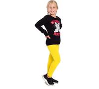 SOFTSAIL Leggings Bambina Lunghi - Pantaloni Bambini Cotone Elasticizzato Ultra Morbidi Leggings Tinta Unita per Scuola Giochi Quotidiano
