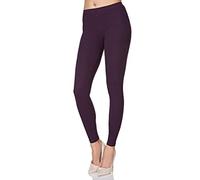 SOFTSAIL Leggings da donna classici leggings da donna in cotone pantaloni da yoga pantaloni elastici vita media leggings lunghi da donna leggings per passeggiate sport moda, prugna, XXL
