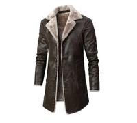 Softshell uomo compatibile con moto Lapel Suit Plush Collar Uomo Autumn/Inverno Medium Long Business with Velvet Lapel Suit Uomo Tuta, marrone, M