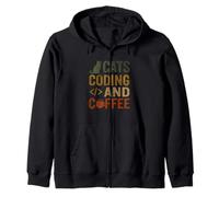 Software Dev Cat Coffee Code Lavoro remoto Felpa con Cappuccio