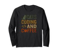 Software Dev Cat Coffee Code Lavoro remoto Maglia a Manica