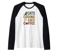 Software Dev Cat Coffee Code Lavoro remoto Maglia con Maniche Raglan