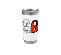 Software Developer Code First Talk Later Bicchiere termico in acciaio inox doppia parete