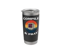 Software Developer Compile & Pray Retro Coder Bicchiere termico in acciaio inox doppia parete