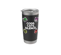 Software Engineer Introvert Code Cats Silence Bicchiere termico in acciaio inox doppia parete