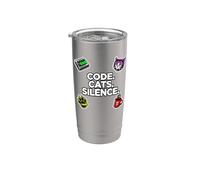 Software Engineer Introvert Code Cats Silence Bicchiere termico in acciaio inox doppia parete