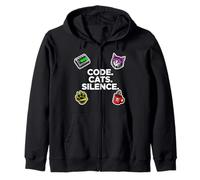 Software Engineer Introvert Code Cats Silence Felpa con Cappuccio