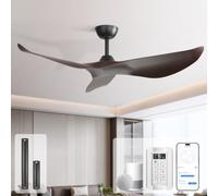 Sofucor 132 cm Smart Ventilatore da Soffitto con Alexa/App, Telecomando | DC, Timer, 6 Velocità, Silenzioso Ventilatore da Soffitto senza Luce, per Camera da Letto Soggiorno