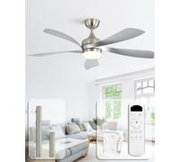 Sofucor 132 cm Ventilatore a Soffitto con Luce e Telecomando | LED Dimmerabile, Timer, 6 Velocità, 3 Regolazioni di Colore, Silenzioso Motore DC, per Camera Soggiorno