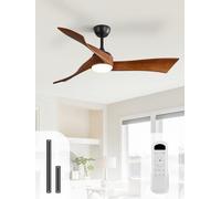 Sofucor 132 cm Ventilatore da Soffitto con Luce, Legno, Telecomando | Dimmerabile 3CCT, 6 Velocità, Timer, DC Silenzioso, Lampada, per Camera