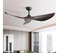 Sofucor 132 cm Ventilatore da Soffitto Senza Luce, Telecomando | Silenzioso, DC, Timer, 3 Pale, 6 Velocità, Modalità Estate Inverno, per Camera da Letto Soggiorno