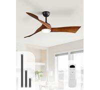 Sofucor 132cm Ventilatore da Soffitto con Luce, Dimmerabile 3CCT, Telecomando, 6 Velocità, Timer, DC Silenzioso Lampada Ventilatore Soffitto in Legno per Camera