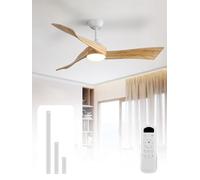 Sofucor 132cm Ventilatore da Soffitto con Luce, Dimmerabile 3CCT, Telecomando, 6 Velocità, Timer, DC Silenzioso Lampada Ventilatore Soffitto in Legno per Camera
