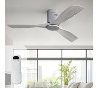 Sofucor 132cm Ventilatore da Soffitto in Legno Massiccio, Telecomando, 6 Velocità, Timer, Motore DC Silenzioso Ventilatore Soffitto per Soggiorno, Cucina, Camera da Letto
