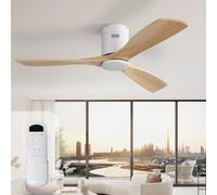 Sofucor 132cm Ventilatore da Soffitto in Legno Massiccio, Telecomando, 6 Velocità, Timer, Motore DC Silenzioso Ventilatore Soffitto per Soggiorno, Cucina, Camera da Letto
