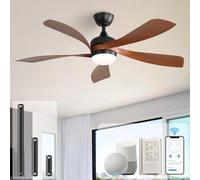 Sofucor 52" Smart Ceiling Fan, Indoor/Outdoor Ceiling Fans with Lights and Remote, Works with Alexa/Google/App, 3-Color Light 6-Speed Timing Reversible DC Motor for Living Room Bedroom Patio