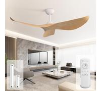 Sofucor 97 cm Ventilatore da Soffitto Senza Luce, Telecomando | Silenzioso, DC, Timer, 3 Pale, 6 Velocità, Modalità Estate Inverno, per Camera da Letto Soggiorno