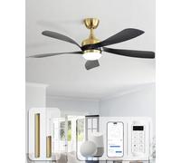 Sofucor Smart Ventilatore da Soffitto con Luce, Alexa/App, Telecomando | 132 cm, WiFi, Silenzioso, Timer, 6 Velocità, 3 Temperatura di Colore, Motore DC per Camera