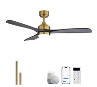 Sofucor Smart Ventilatore da Soffitto con Luce,Legno Massello, Alexa/APP | 132 cm, WiFi,Telecomando, DC, 3 Temperature di Colore, Timer, 6 Velocità per Camera da Letto