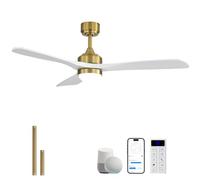 Sofucor Smart Ventilatore da Soffitto con Luce,Legno Massello, Alexa/APP | 132 cm, WiFi,Telecomando, DC, 3 Temperature di Colore, Timer, 6 Velocità per Camera da Letto