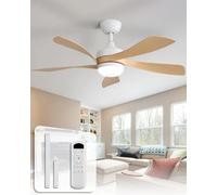 Sofucor Ventilatore da Soffitto LED con Telecomando, 114 cm | Silenzioso Dimmerabile Lampada, Timer, 6 Velocità, 3 Regolazioni di Colore, DC per Camera da Letto Cucina Soggiorno