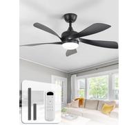 Sofucor Ventilatore da Soffitto LED con Telecomando, 114 cm | Silenzioso Dimmerabile Lampada, Timer, 6 Velocità, 3 Regolazioni di Colore, DC per Camera da Letto Cucina Soggiorno