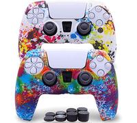 Sofunii Confezione da 2 custodie in silicone antiscivolo per controller PlayStation 5/PS5 con 8 tappi per impugnatura per pollice (vivaci e colorati)