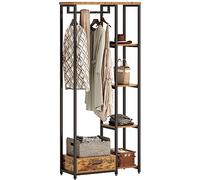 soges Appendiabiti in metallo con ripiani portaoggetti con cassetti e barra di sospensione, 80 x 34 x 180 cm, EU1-10JYBCCR03TK-N
