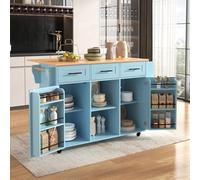 soges Isole della cucina mobile carrello da pranzo con piastra pieghevole, ruote intercambiabili, per sala da pranzo e cucina, 139 x 46 (71 x 91,5 cm, blu