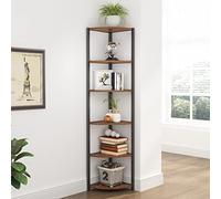 soges Scaffale angolare a 6 ripiani ad angolo autoportante, altezza 165 cm, telaio in metallo, espositore da parete, mensola portaoggetti