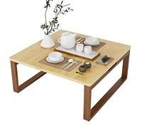 soges Tavolino da caffè pieghevole in stile giapponese, Tavolino da tè in bambù, Tavolo basso tatami per interno ed esterno, 70 x 70 x 31 cm, Marrone chiaro