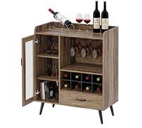 Sogesfurniture - Armadio per vino con portabottiglie e portabicchieri integrati, buffet in legno, credenza con cassetto e porta in vetro, contenitore per vino per cucina, sala da pranzo, bar, 75 x 40