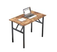 sogesfurniture BHEU-AC5FB-100 - Scrivania pieghevole per computer, ufficio, conferenze, per casa, ufficio, giardino, picnic, 100 x 60 cm, colore marrone e nero