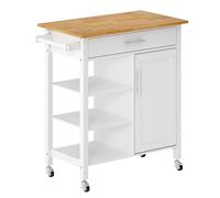 sogesfurniture Carrello da cucina su ruote, isola da cucina mobile con piano di lavoro e portasciugamani, carrello da cucina con cassetto, porta, ripiani, 80 x 47 x 115 cm, bianco