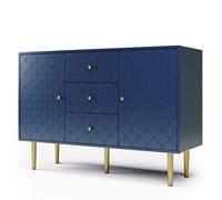 sogesfurniture Cassettiera con 2 ante e 3 cassetti, ripiano regolabile, cassettiera multiuso per camera da letto, soggiorno, ingresso, 120 x 40 x 82 cm, blu navy