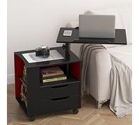 sogesfurniture Comodino in legno comodino, supporto mobile per laptop con 2 cassetti per camera da letto, 50 x 40 x 46 cm, nero BHEU-CT1-BK