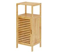 sogesfurniture Mobile da bagno, mobiletto laterale in bambù con anta a persiana e mobiletto a giorno per bagno, soggiorno, cucina, 36x32,5x85cm, BHEU-KS-YSG-DM
